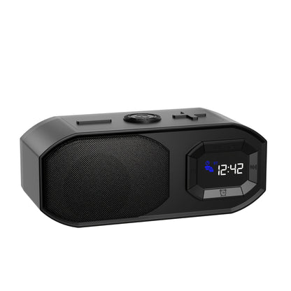 Bluetooth Speaker with Digital Alarm Clock, Fixed-Time Alarm, HD Sound, TWS Stereo Pairing, USB TF Card AUX Input