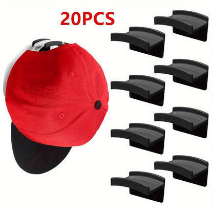 Hat Hooks Wall Mounted 20-Pack, Strong Adhesive Baseball Cap Hooks, No Drilling Multi-Purpose Hat Rack Organizer for Caps