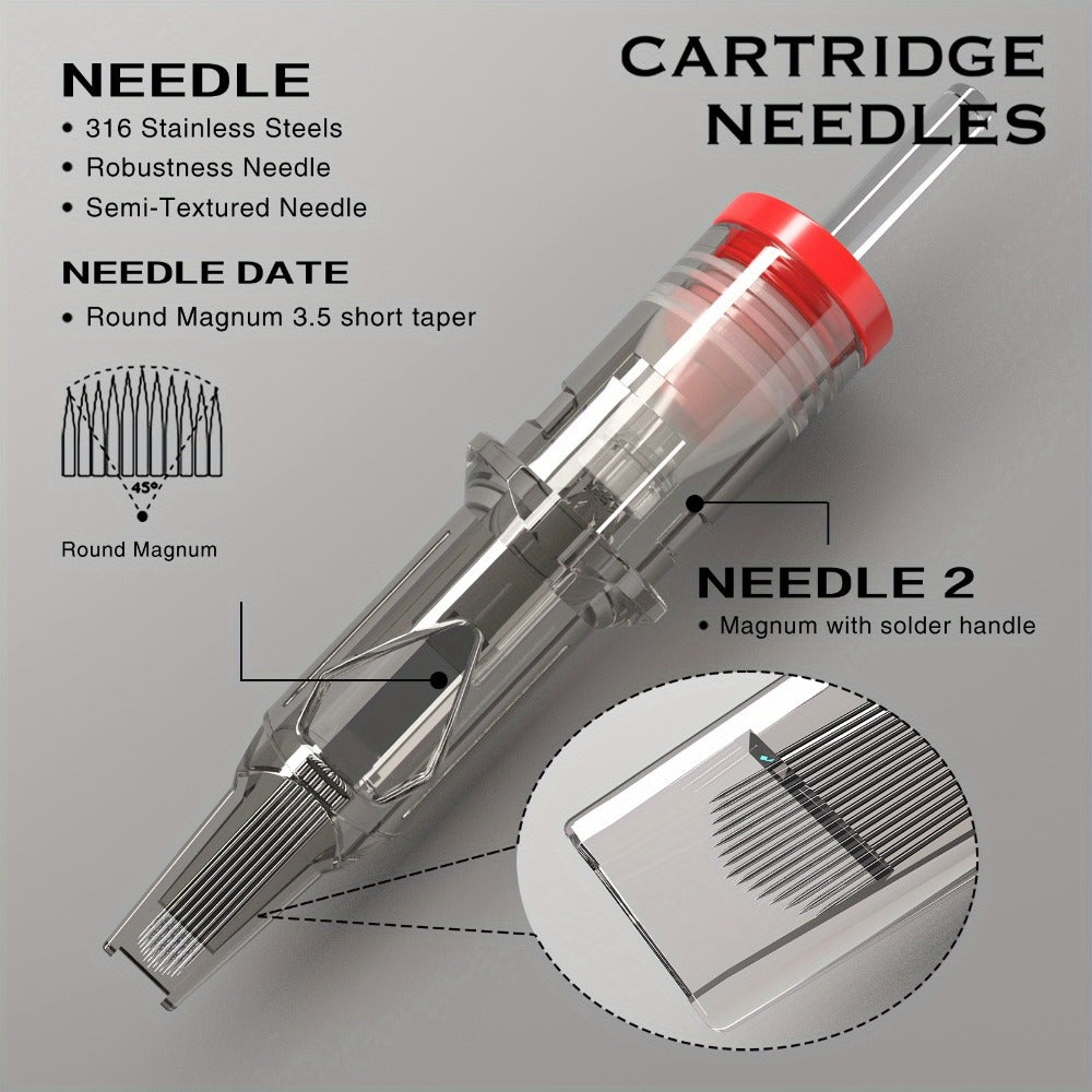 Tattoo Cartridge Needles with SPARK Label, 20-Piece Box and 24 Retained RL RS CM M1 Model Choices