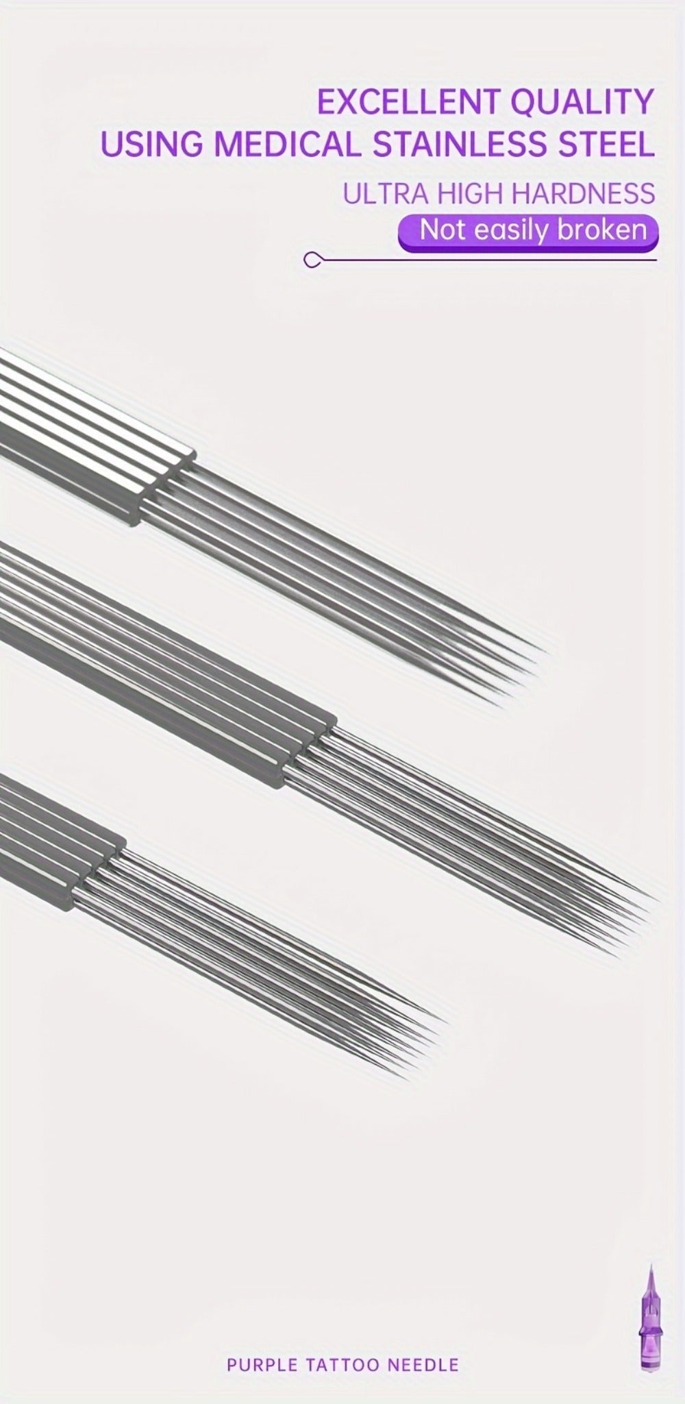Tattoo Cartridge Needles 30 50pcs Purple RL RS RM M1 Mixed Sizes - Tuffking Disposable for Temporary Body Art, Festivals and Costumes