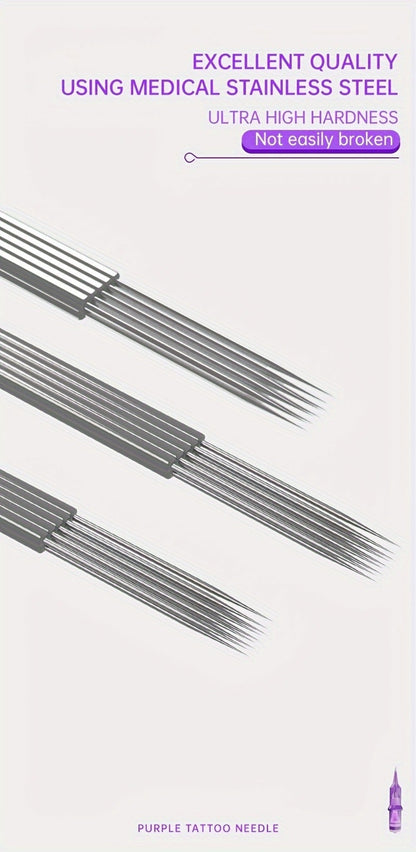 Tattoo Cartridge Needles 30 50pcs Purple RL RS RM M1 Mixed Sizes - Tuffking Disposable for Temporary Body Art, Festivals and Costumes
