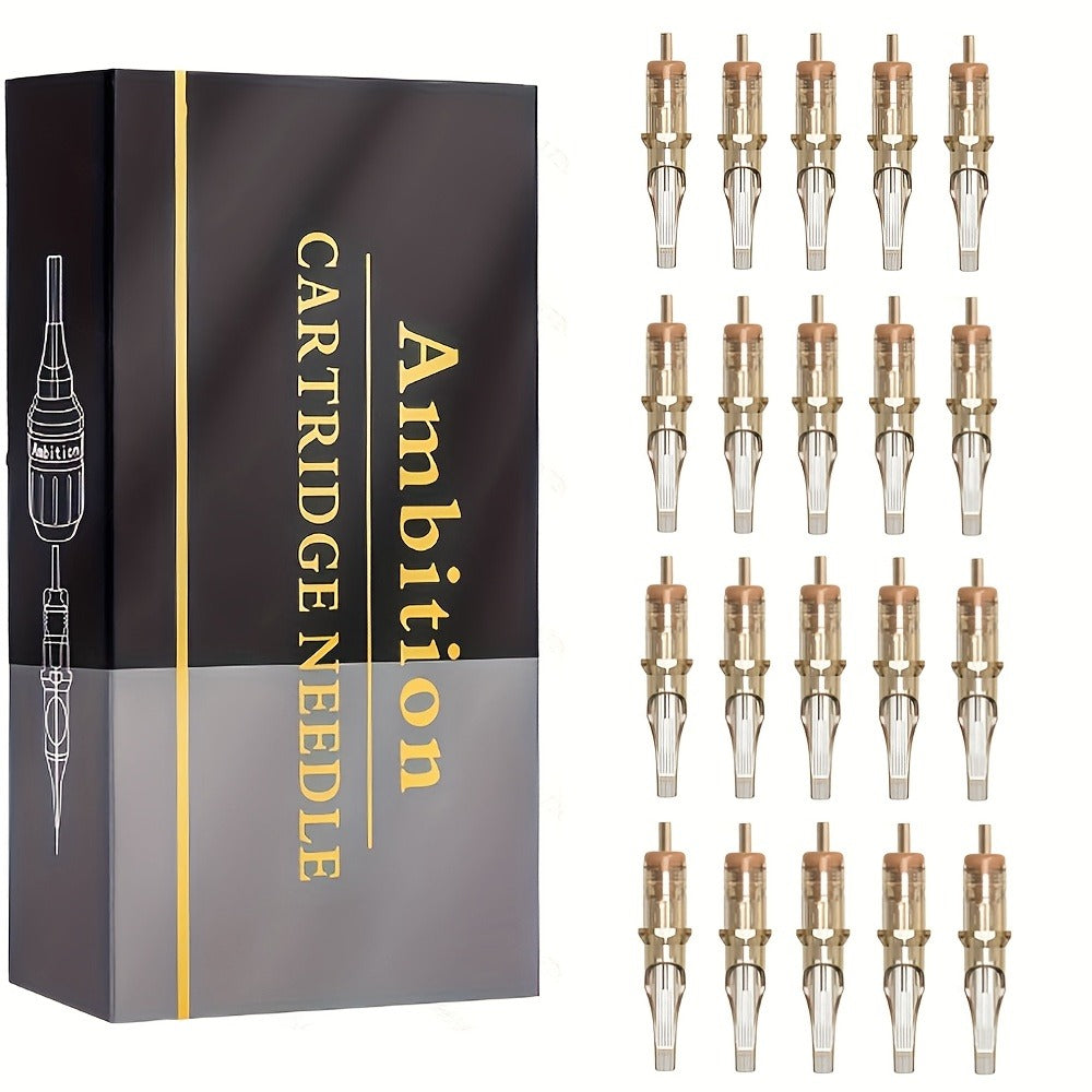 Ambition Tattoo Cartridge Needles 20pcs Professional RL RS RM Sizes with Safety Membrane for Temporary Body Art, Festivals and Costumes