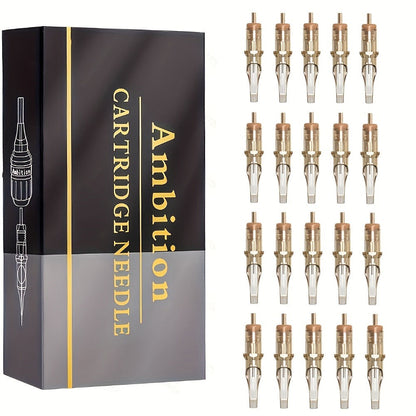 Ambition Tattoo Cartridge Needles 20pcs Professional RL RS RM Sizes with Safety Membrane for Temporary Body Art, Festivals and Costumes