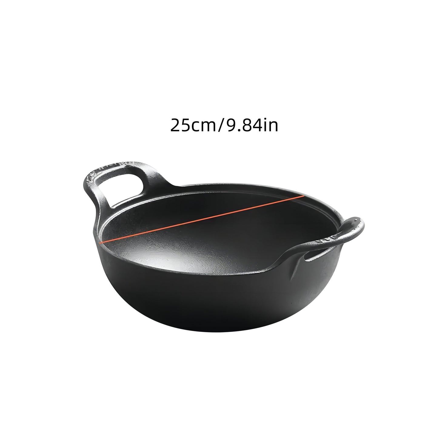 Cast Iron Wok Skillet Non-Stick Deep Stir Fry Pan with Dual Handles – Uncoated Traditional for Home Cooking, Dining and Outdoor Meals
