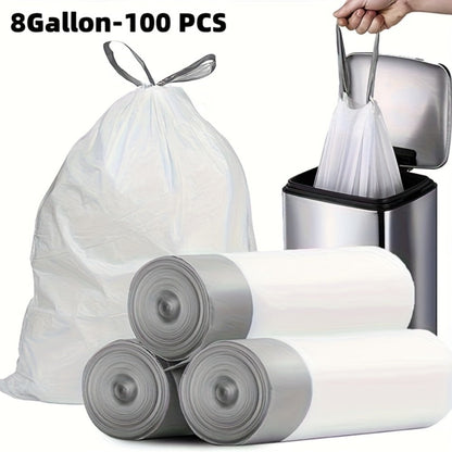 Heavy Duty Trash Bags 13 Gallon 100 Count, 1 Mil Extra Thick Drawstring Garbage Bags, Leak-Proof Tear-Resistant Kitchen Trash Can Liners