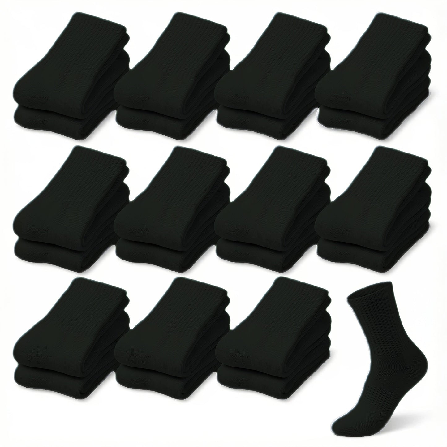 12-Pair Crew-Length Diabetic Sock Set for Adults in White, Black or Grey with 9-11 and 10-13 Sizes