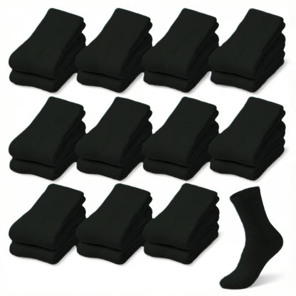 12-Pair Crew-Length Diabetic Sock Set for Adults in White, Black or Grey with 9-11 and 10-13 Sizes
