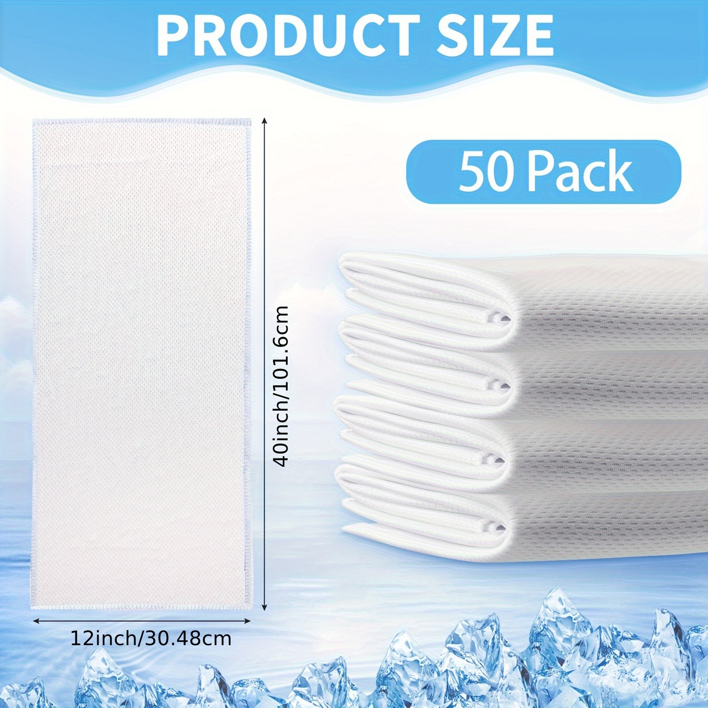Sublimation Cooling Towels 50-Pack 40"x12" – Breathable Microfiber Ice Towel for Neck & Face, Yoga, Sports, Golf, Gym, Camping