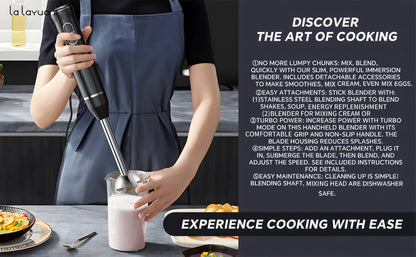 Corded Immersion Blender with Stainless-Steel-Look Blending Head, Two Controls and 38cm Height