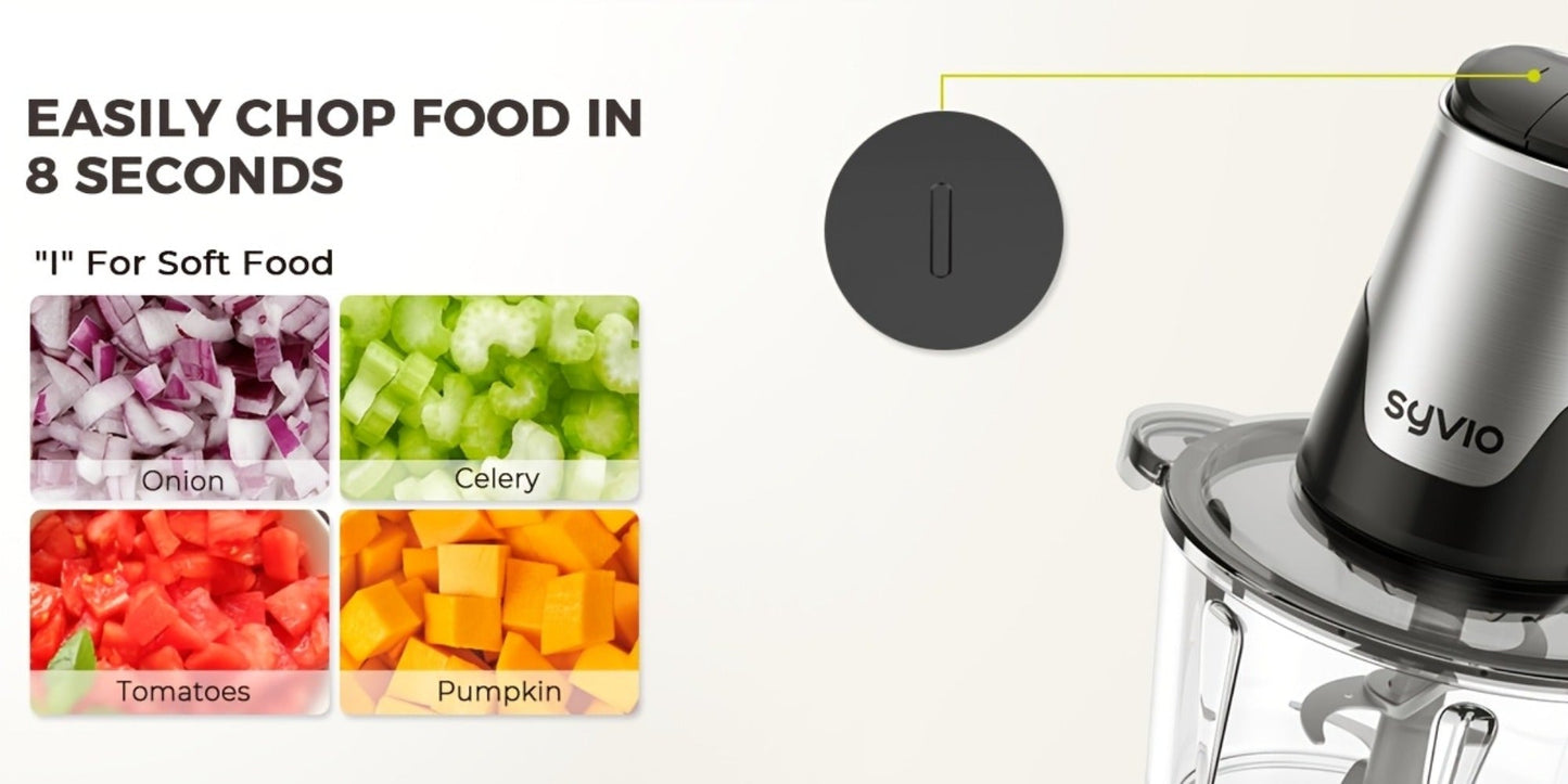Mini Food Processor 450W, Electric Food Chopper with 2 Bowls & 4 Bi-Level Blades for Meat, Baby Food