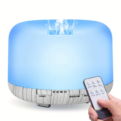 Large Room Essential Oil Diffuser 16.91oz, Timer, 7 Ambient LED Lights, No Water Auto-Off, Wood Grain Design for Home & Office
