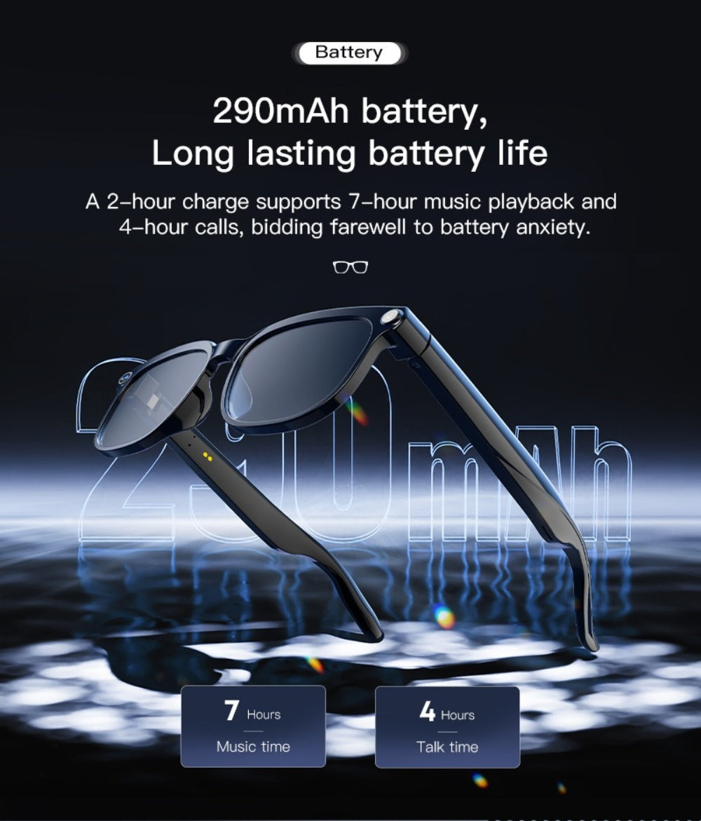 Smart Glasses 8MP Wide-Angle Camera Eyewear with 4K Recording, 4GB Storage and 163-Language Translation