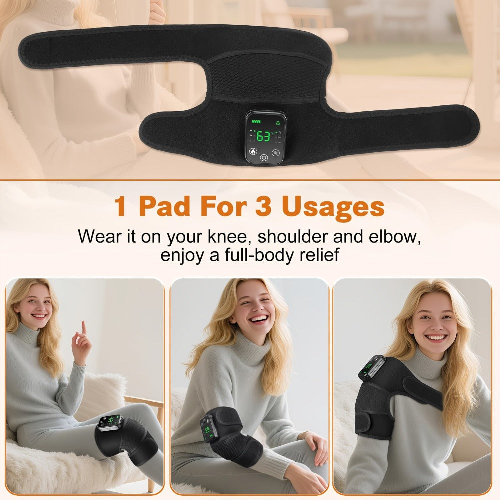 Heated Knee Massager with Heat and Vibration Massage, Wireless Portable Electric Knee Brace Wrap for Pain