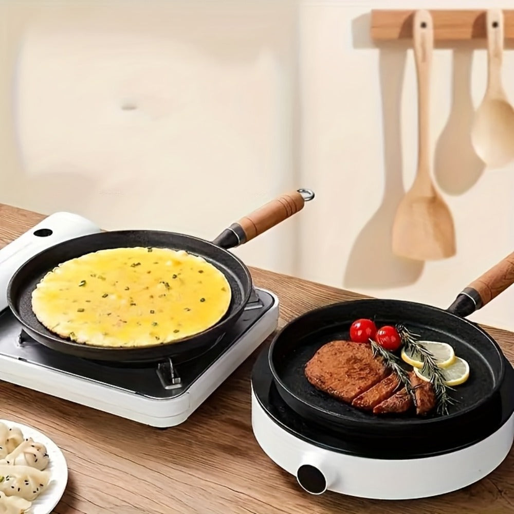 Cast Iron Skillet Non-stick Flat Pan 8.27/9.45/10.63 Inch for Pancakes Eggs & Crepes for Home Cooking, Dining and Outdoor Meals