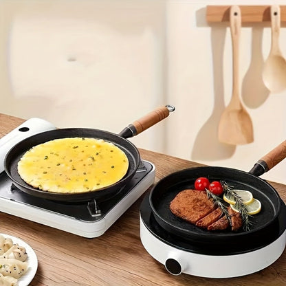 Cast Iron Skillet Non-stick Flat Pan 8.27/9.45/10.63 Inch for Pancakes Eggs & Crepes for Home Cooking, Dining and Outdoor Meals