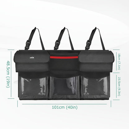 Car Trunk Organizer, 40 x 19 Inch Hanging Rear-Seat Bag with 6 Pockets and Three Adjustable Straps