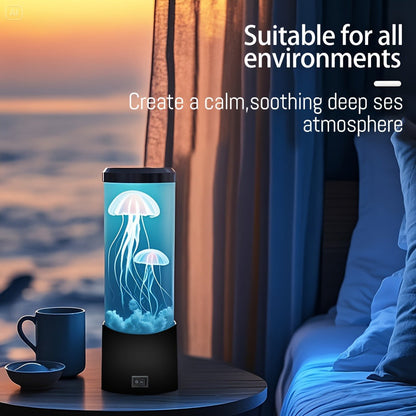 Jellyfish Lamp Deep Sea Atmosphere Night Light - Lifelike Color Changing LED Jellyfish Lava Lamp for Bedroom