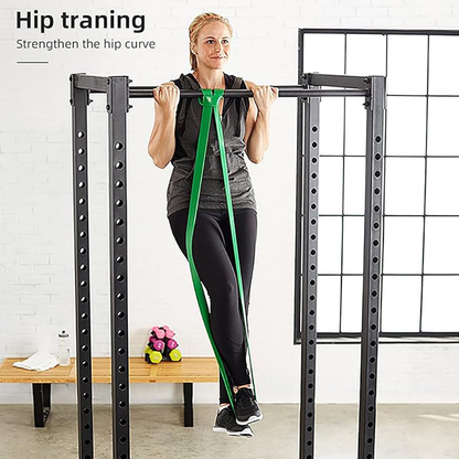 Four-Piece Mixed-Color Long Loop Resistance Band Set with Drawstring Bag and Pictured 5-125 lb Labels