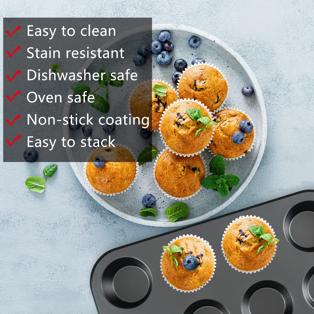 Nonstick Bakeware Set with Cooling Rack Cookie Sheet Cake Pans Loaf Muffin Pizza Pan Baking Pans Set for Kitchen 6 14 15 Piece