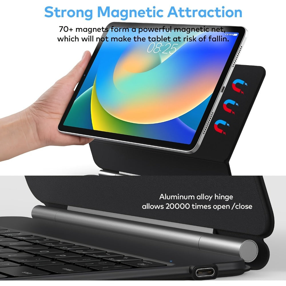 iPad 10th Gen Keyboard Case with Backlit Magic-Style Magnetic Keyboard, Multi-Touch Trackpad, Cantilever Stand