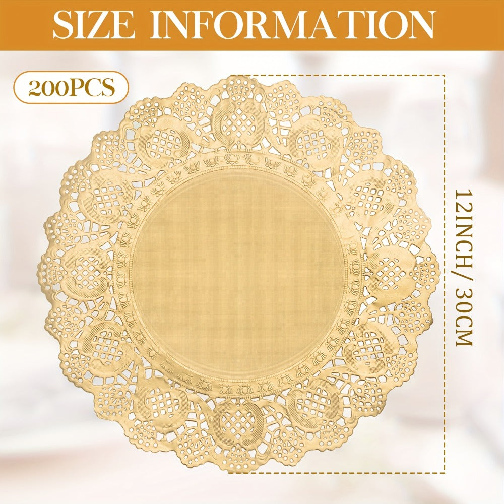 200pcs Paper Doilies Lace Round Placemats Disposable Wedding Table Decor 12 Inch for Entryways, Bedrooms and Living Spaces