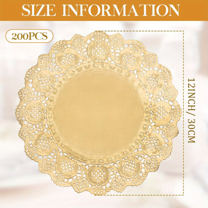 200pcs Paper Doilies Lace Round Placemats Disposable Wedding Table Decor 12 Inch for Entryways, Bedrooms and Living Spaces