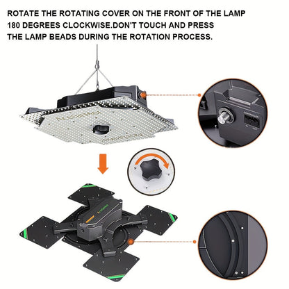 LED Grow Light Full Spectrum 4x4 ft High PAR Coverage, Aluminum Alloy Board Fast Heat Dissipation Full-Cycle Growth