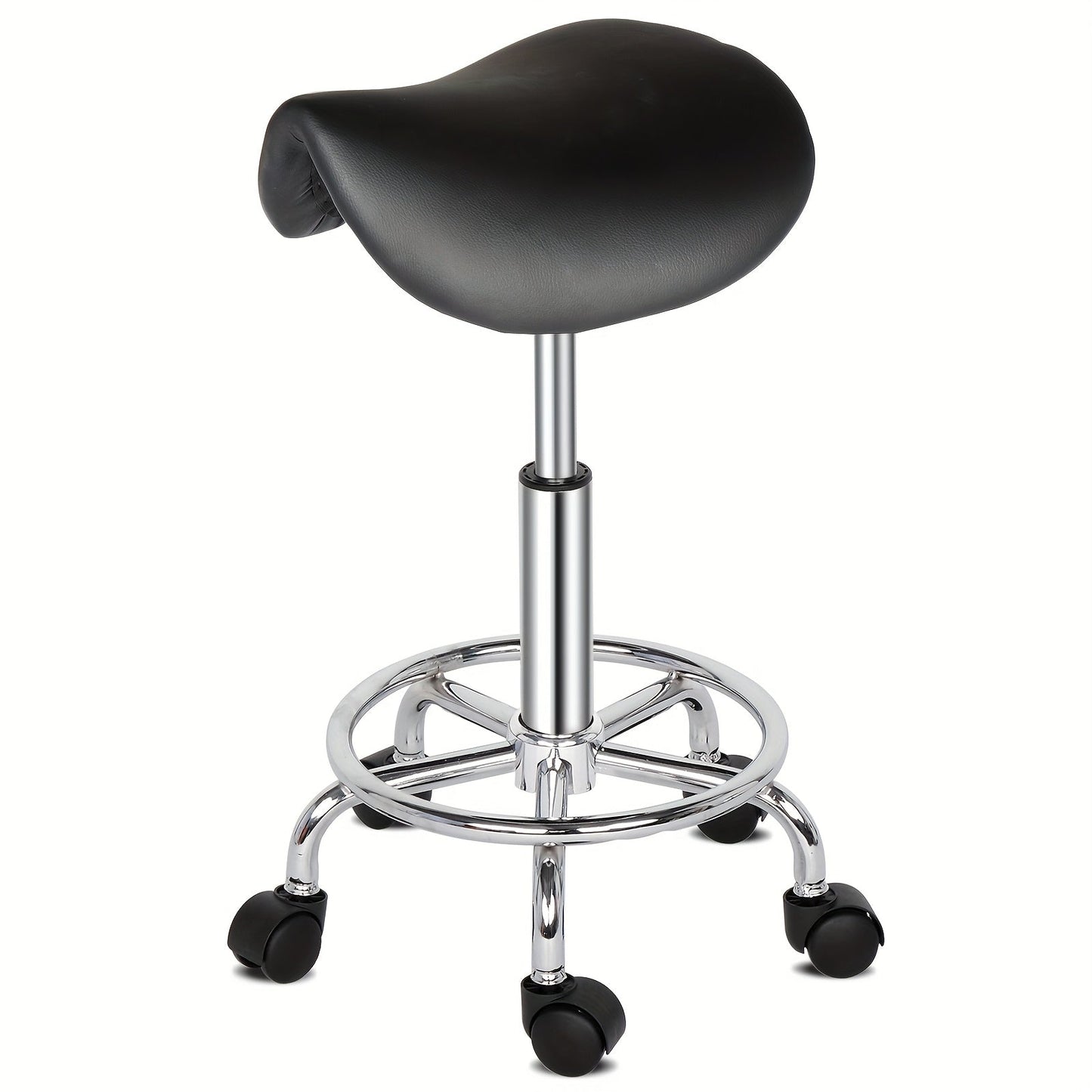 Saddle & Round Salon Stool with Backrest 360-Degree Swivel, Adjustable Height Professional Chair for Salon