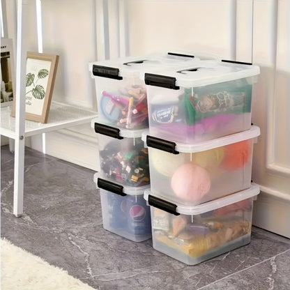 Stackable Clear Plastic Storage Bins with Lids, 6 Pack Large Clip-On Lid Containers for Home, Closet
