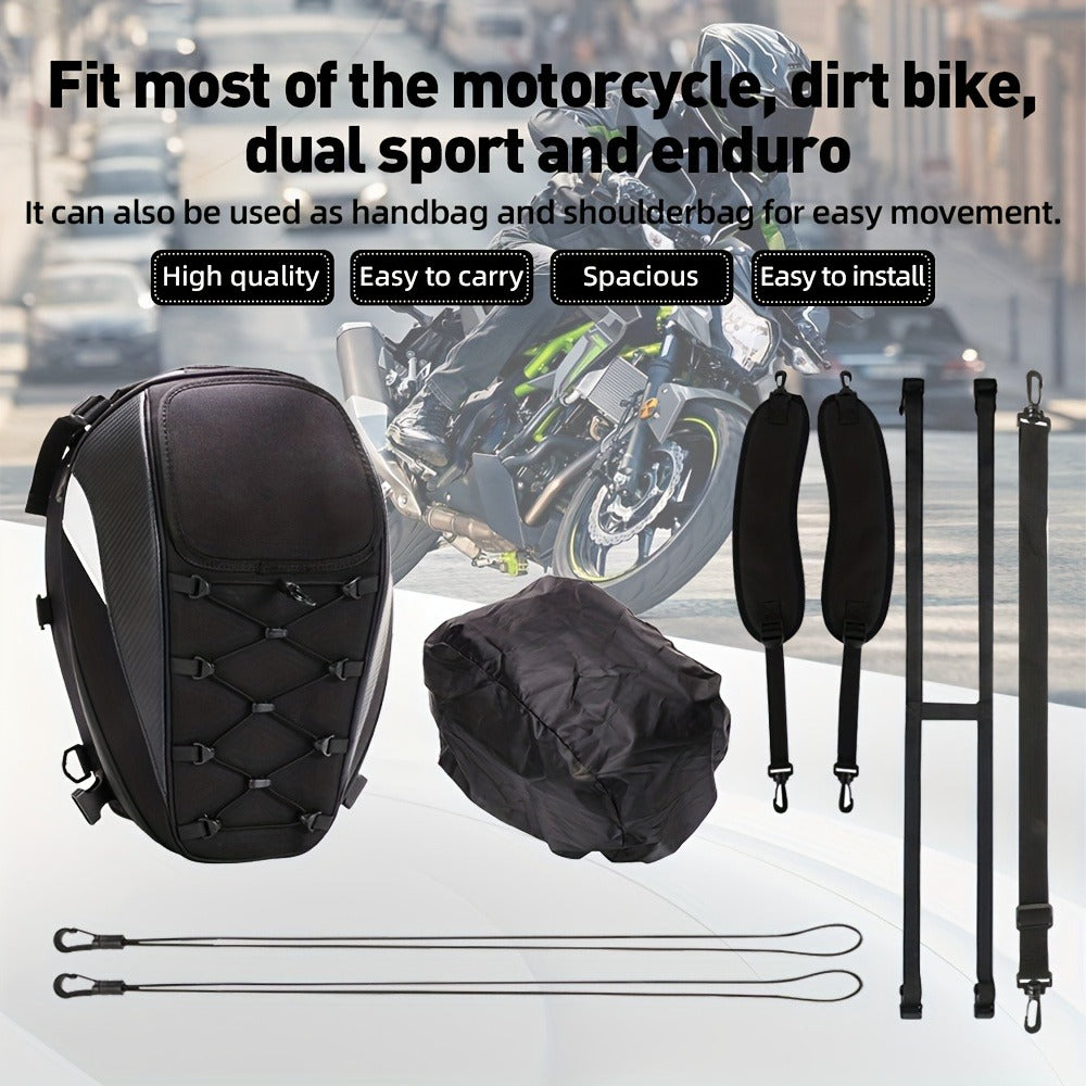 Motorcycle Backpack Helmet Bag – JFG RACING Motorbike Tail Bag with Adjustable Strap for Outdoor Camping, Travel & Luggage Storage