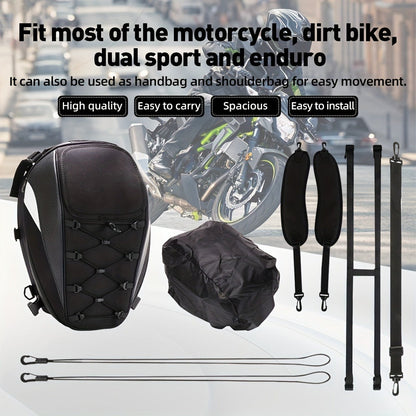 Motorcycle Backpack Helmet Bag – JFG RACING Motorbike Tail Bag with Adjustable Strap for Outdoor Camping, Travel & Luggage Storage