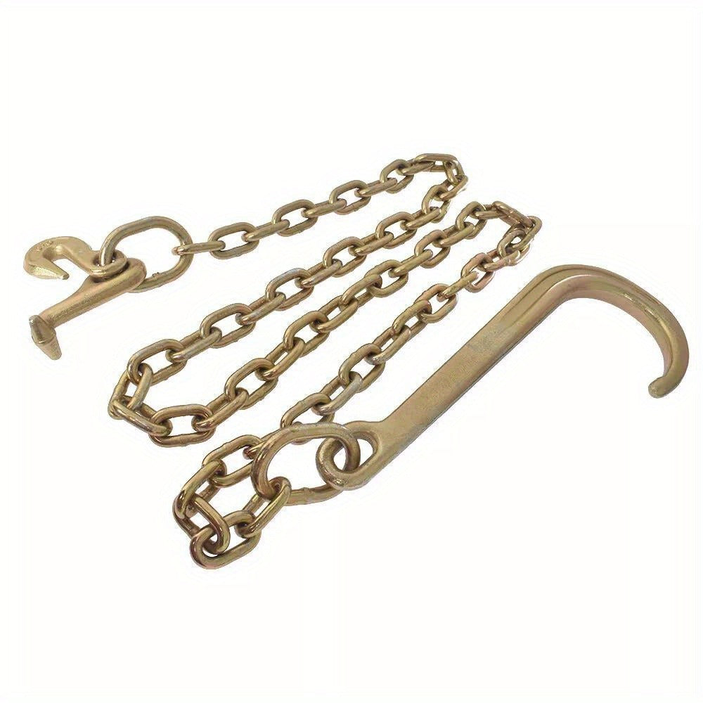 G70 Tow Chain with J-Hooks 5/16in x 2FT V-Chain Flatbed Truck Rollback Wrecker Carrier Replacement Heavy Duty Cargo Security Binding Towing