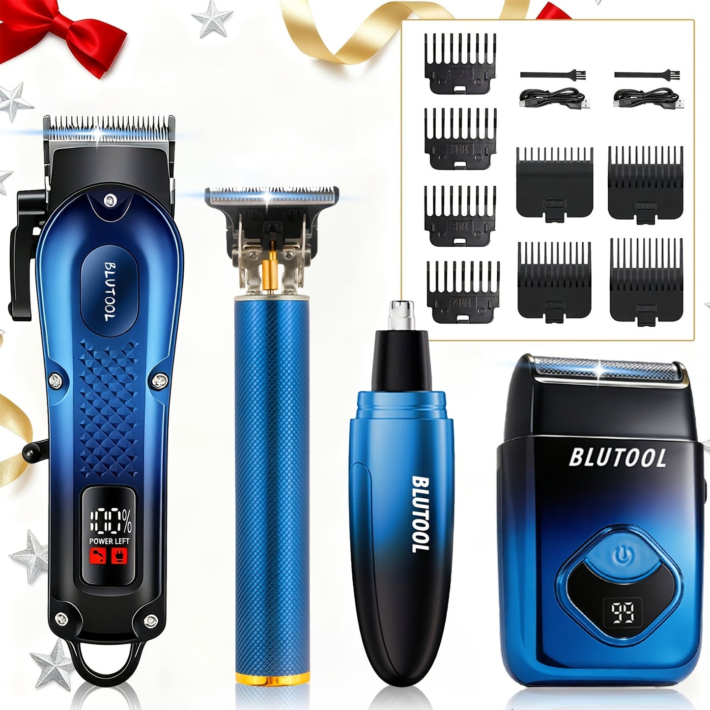 Electric Hair Trimmer & Beard Shaver Set for Men - Professional Rechargeable Hair Clipper with LED Display