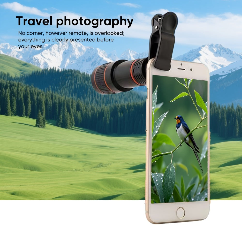 Portable Telephoto Zoom Lens for Smartphone – HD 2-in-1 Wide-Angle & Telephoto Clip-On Mobile Camera Lens, Precision Focus Ring