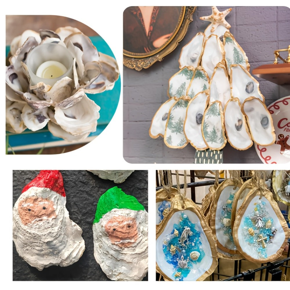 Natural Flat Oyster Shells for Crafts, 17pcs 3-5in Disk Shaped Sea Shells, Vase Filler, DIY Arts & Crafts