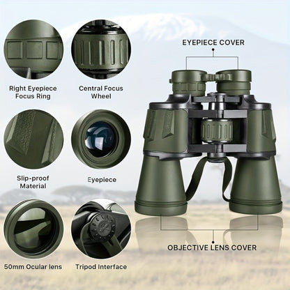 Full-Size 10x50 or Compact 8x40 Binoculars with Carry Case, Neck Strap and Lens Covers in Three Checkouts