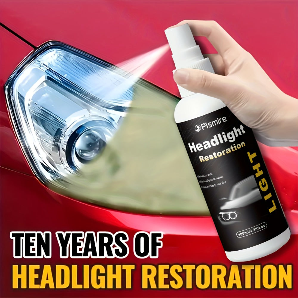 Headlight Restoration Kit Ceramic Coating Spray 100ml No Sanding No Polishing Required Quick Restore Yellowed Foggy Car Headlights DIY