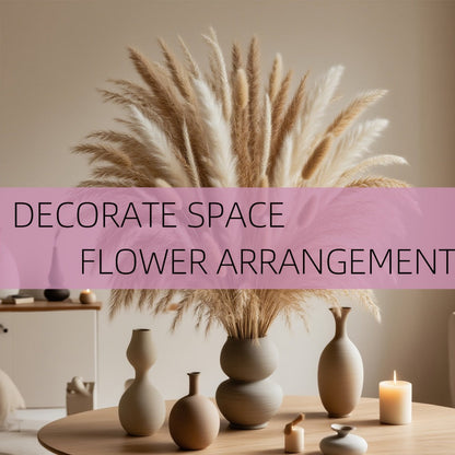 Pampas Grass Bouquet with 125 Mixed Stems, Bunny Tails and Neutral Reed Textures for Vase Display