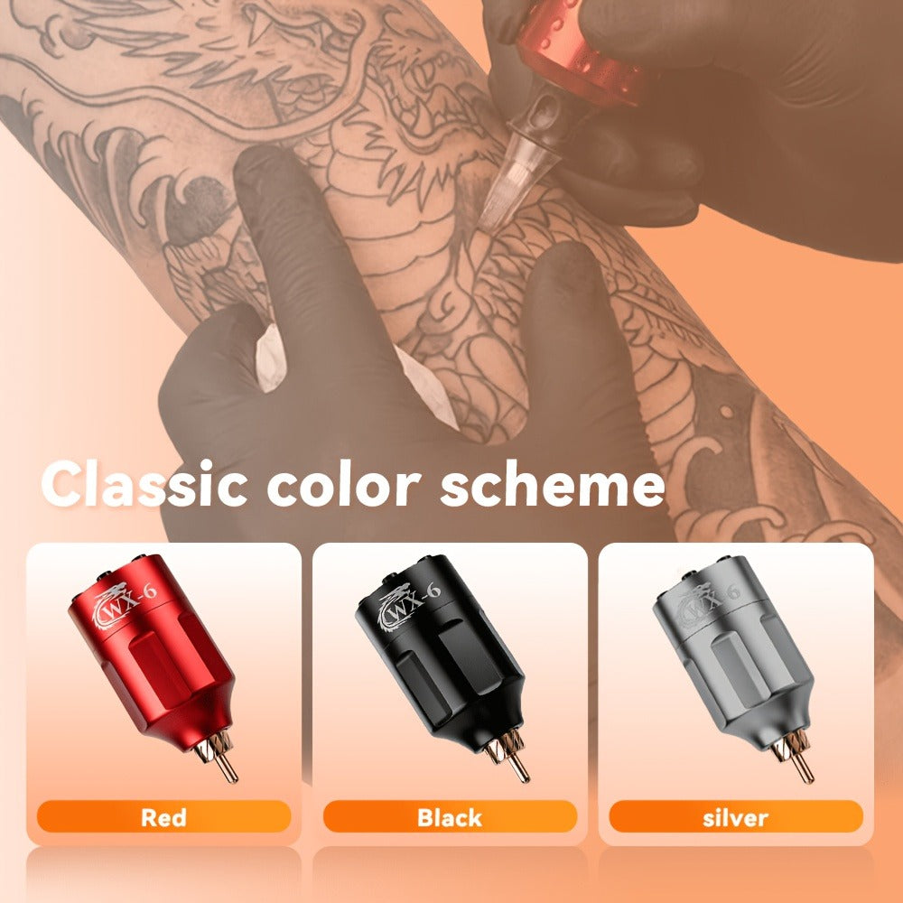 WX-6 Rechargeable Tattoo Power Supply with LED Display and Four RCA or DC Color Configurations