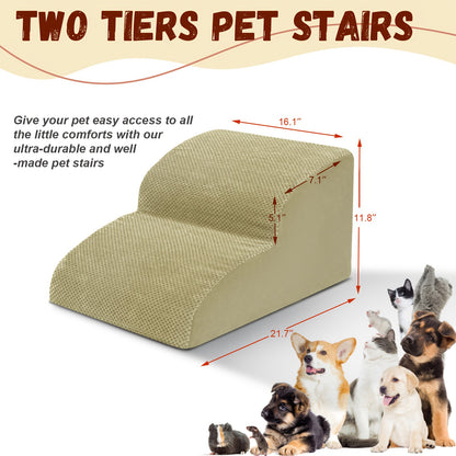 Dog Stairs for High Beds & Sofas – 2/3/4 Step Memory Foam Pet Steps with Non-Slip Bottom, Washable Cover & Textured Surface