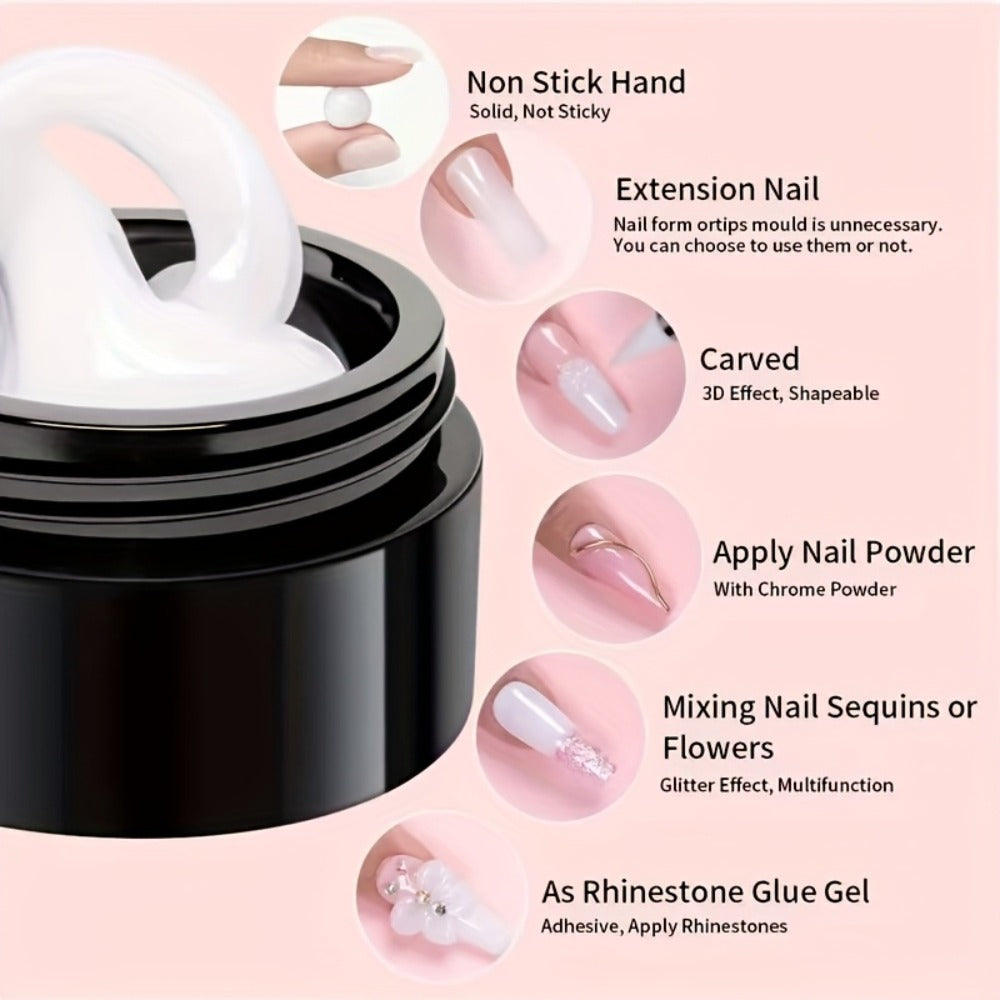 RINO 3D Nail Sculpture Kit 5pcs – Solid Builder Gel with Rhinestone Gel Molding Gel Flower Molds & Sculpting Brush