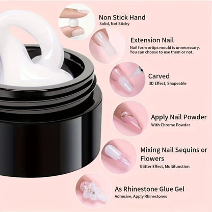 RINO 3D Nail Sculpture Kit 5pcs – Solid Builder Gel with Rhinestone Gel Molding Gel Flower Molds & Sculpting Brush