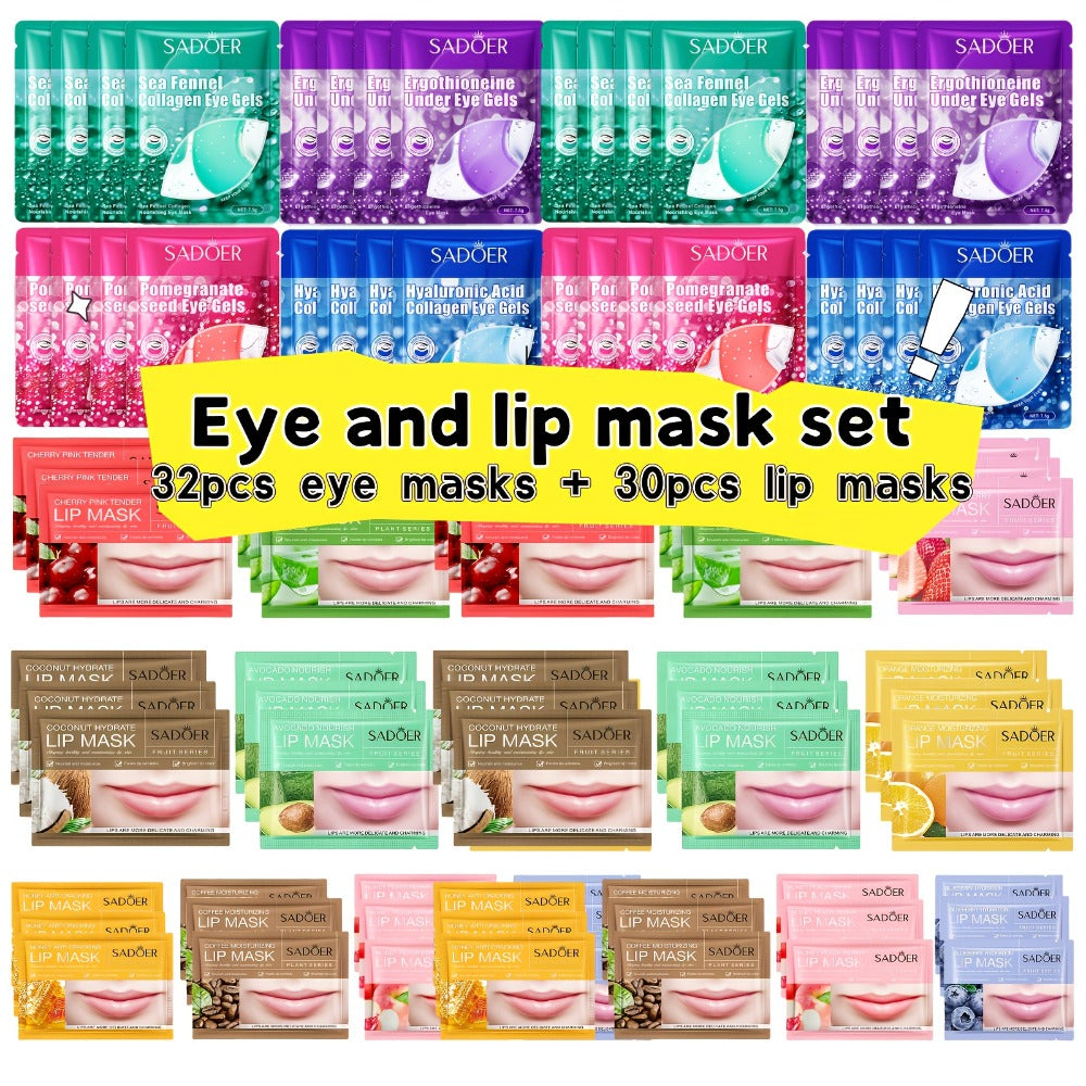 Lip & Under Eye Mask Travel Set 62 Pieces – Moisturizing Non-Greasy Lip Mask & Eye Patch Kit, Hydrating Autumn Winter Skincare for Dry Skin