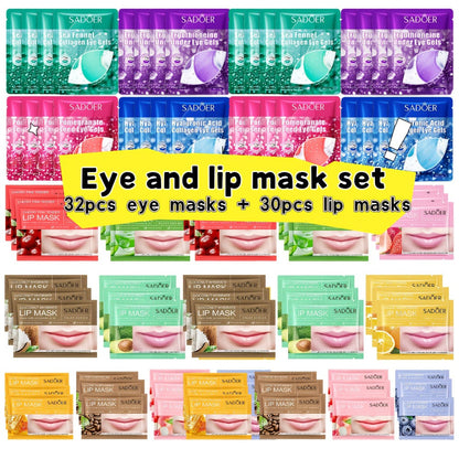 Lip & Under Eye Mask Travel Set 62 Pieces – Moisturizing Non-Greasy Lip Mask & Eye Patch Kit, Hydrating Autumn Winter Skincare for Dry Skin