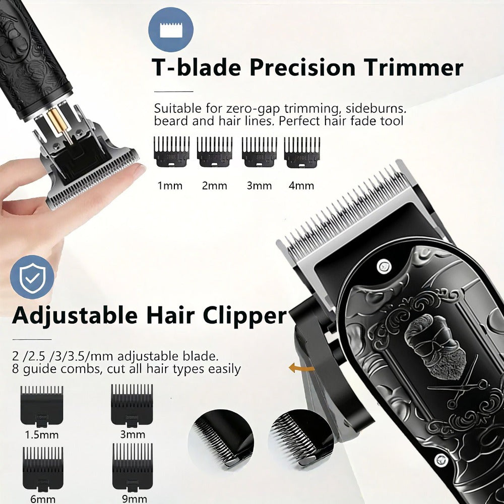 Electric Grooming Kit Foil Shaver Beard Trimmer & Nose Ear Hair Trimmer Set with LCD Power for Everyday Face, Beard and Body Grooming