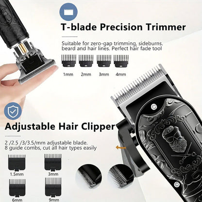 Electric Grooming Kit Foil Shaver Beard Trimmer & Nose Ear Hair Trimmer Set with LCD Power for Everyday Face, Beard and Body Grooming