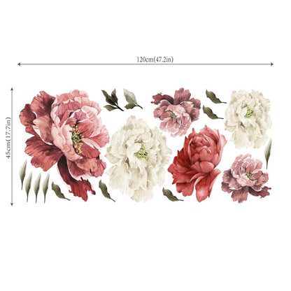 Peony Flower Window Glass Sticker – Anti-Collision Waterproof Decorative Glass Film, European Floral Wall & Window Decal for Home Decor