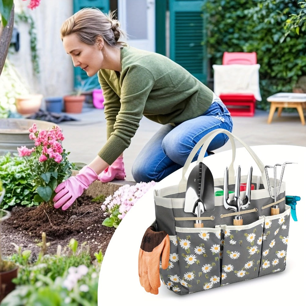 Garden Tool Bag Heavy Duty Multi-Pocket Organizer – Large Capacity Tool Storage Carrier Tote for Gardening, Lawn Care
