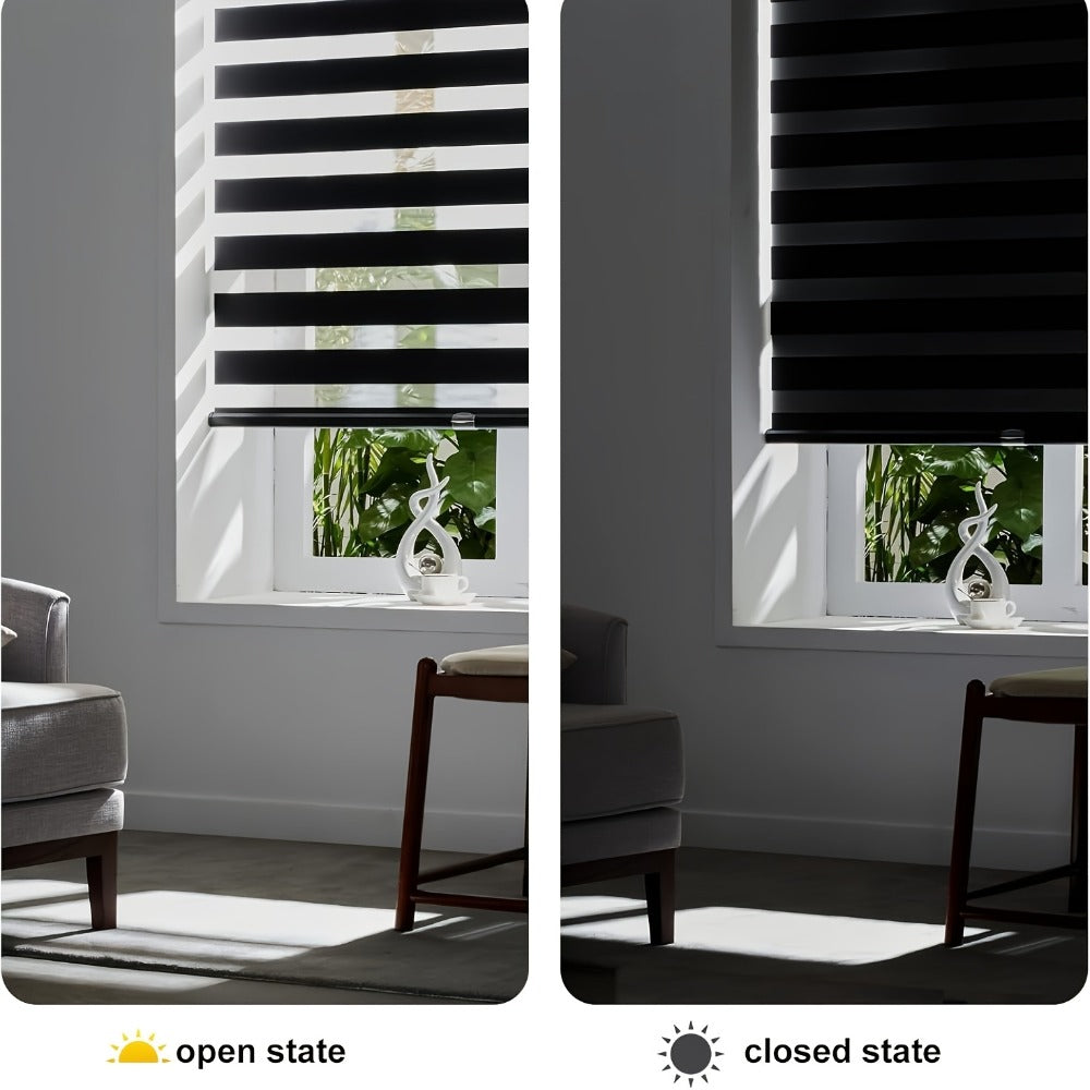 Cordless Zebra Blinds Double Layer Light Control Window Shades for Bedroom Living Room Office Easy Install Multiple Sizes