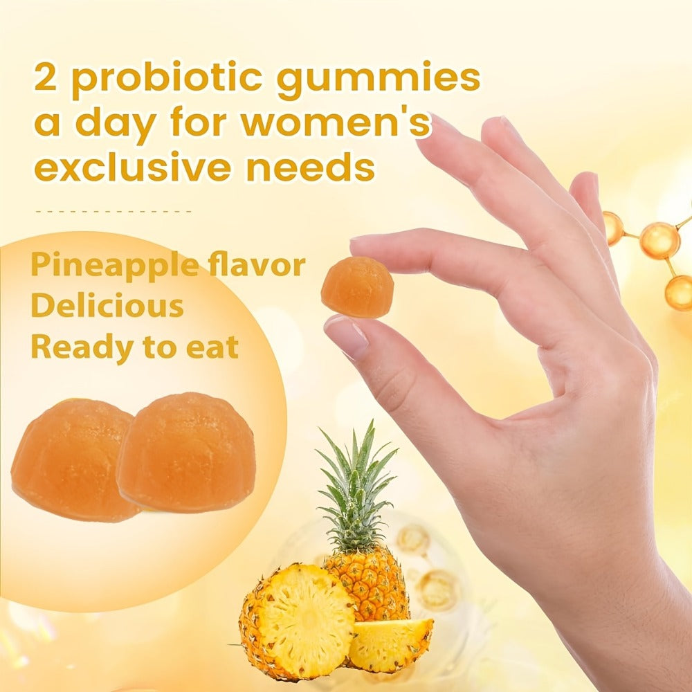 Women's Probiotic Gummies for Vaginal Health & Intimate Balance, 60 Count Pineapple Flavor, Supports Healthy Flora